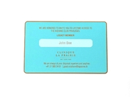 Cartão de sócio de metal com logotipo de impressão de veludo liso, laser azul, nome de sócio